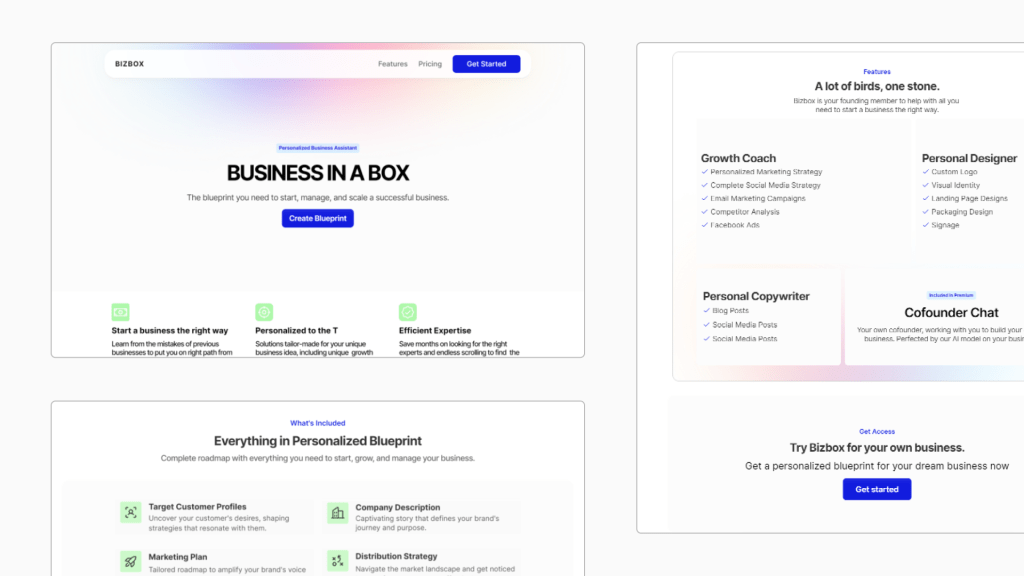 Figma and framer landing page design for an ai startup for new businesses